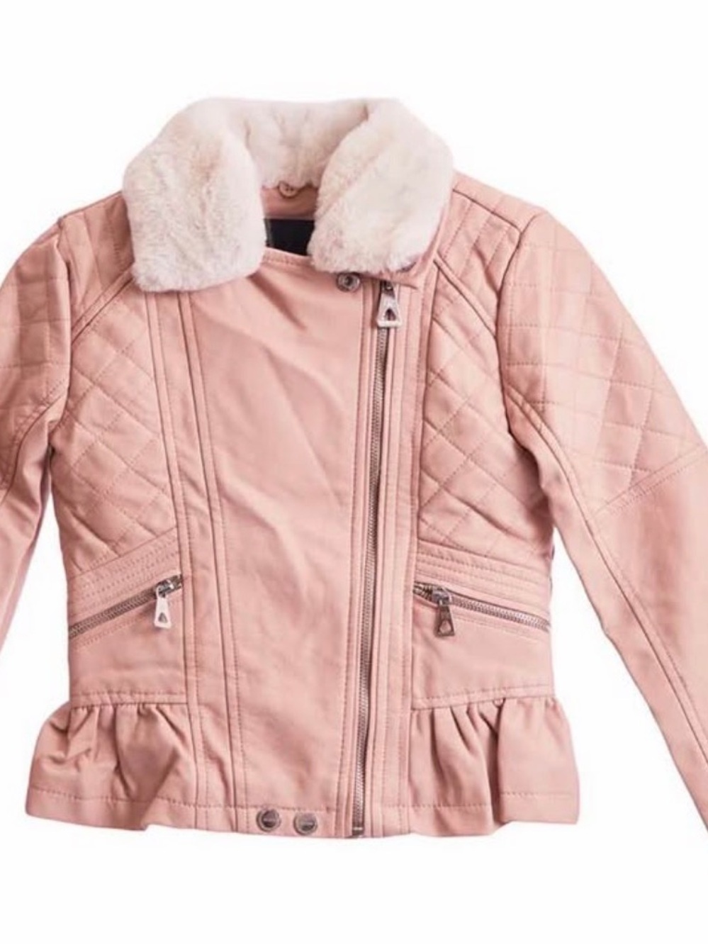 Urban Republic Pink Faux Leather Jacket with removable Faux Fur Collar